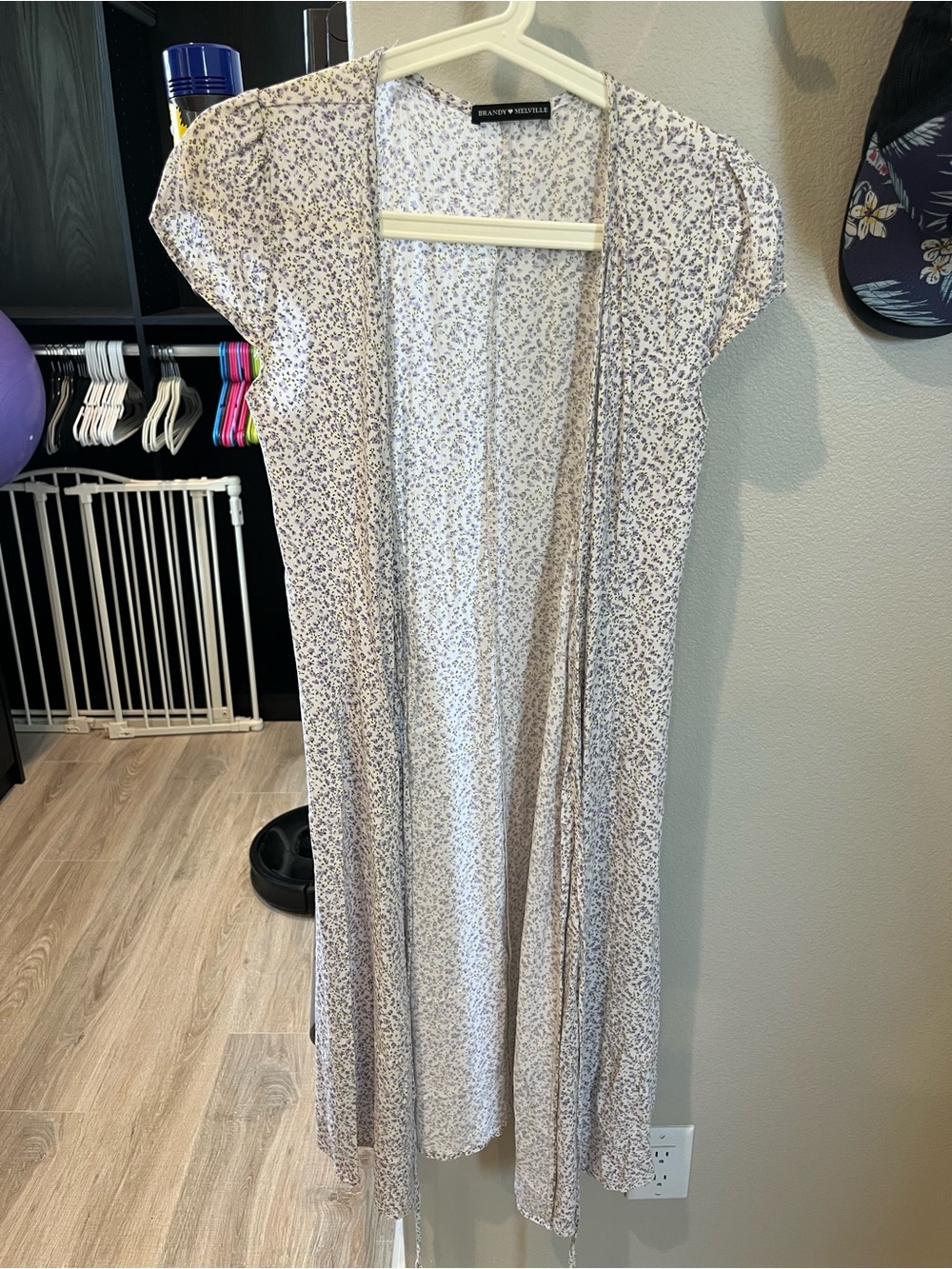 Brandy Melville Lilac Micro Floral Midi front wrap dress